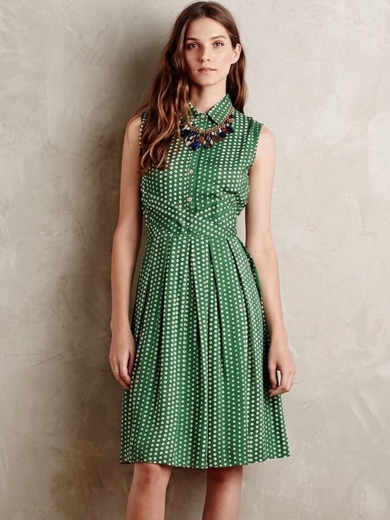 Anthropologie Dresses & Skirts - SOLD-Anthropologie 11·1·TYLHO Brynn Shirt Dress With Pockets Green Polka Dot L